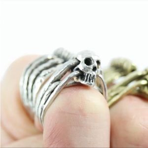 Sterling Silver Handmade in CA Skull + Ribcage ring by Rebel Ideal Size 5